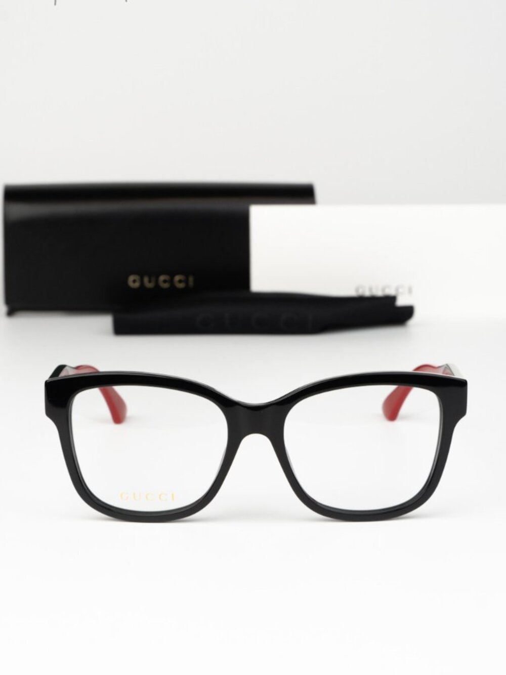 Gucci Women Eyeglasses Black Green Demo Square GG0038ONN 001 NEW AUTHENTIC - Picture 2 of 7